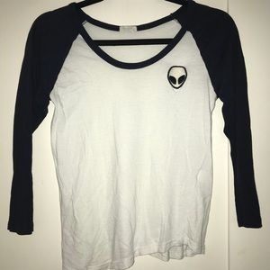 Brandy Melville asymmetric baseball tee